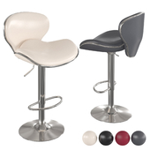 Bar Height Bar Stool White PU Leather Upholstery Bar Chair with Backrest