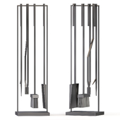 Cb2 4 Piece Bend Raw Steel Standing Fireplace Tool Set
