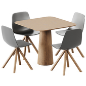 Table POV 460 S90 by Ton and Maarten Plastic Swivel Wooden Base by Viccarbe