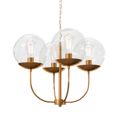 Antique Brass and Glass Globe 5 Light Alessa Chandelier