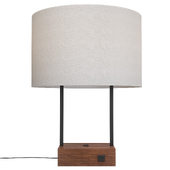 Dixon linen and walnut usb table lamp