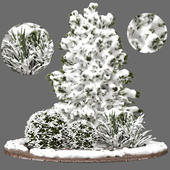 Outdoor Garden set bush and Tree - Snowy Garden Set 370