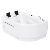 Right Corner Acrylic White Whirlpool Bathtub for Two