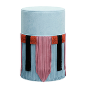 Couture Light Blue Pouf with Geometric Fringe Lorenza Bozzoli Design