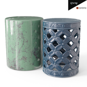 Ceramic garden stool set 6