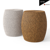 Rattan Drum Stool Brown&White