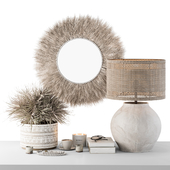 Decorative Set moon Thatch with Dried Plant - Set 105