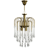 Italian brass and murano glass teardrop chandelier