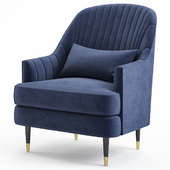 Austen navy velvet tufted armchair with pillow