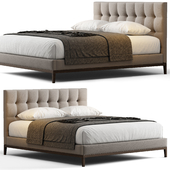 RH BOX-TUFTED BED - OAK BASE