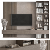 TV Wall Wood and Concrete - Set 43