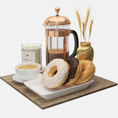 Classic Dish with Donuts and Coffee