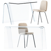 Folio Desk by Glas Italia and Leda Chair by Miniforms