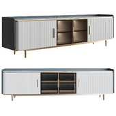 Тумба под ТВ Harlem Modern White Pleated Media Unit Тумбочка