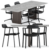 Vipp451 and Vipp452 Chairs and Cabin square table by Vipp