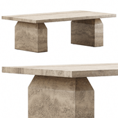 CIVITA BROWN TRAVERTINE COFFEE TABLE - CB2