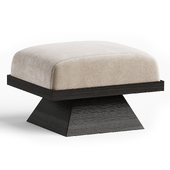 Modern Gray Stool Upholstered in Suede and Wengue Ash Wood Polished Brass