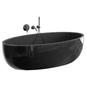 ZURRA LUCID BLACK FREESTANDING STONE BATH 1700MM