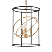 Modern Black Gold 3 Light Cyliner Foyer Chandelier