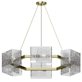 A series of chandeliers on a string suspension with rectangular embossed glass shades FABIOLA