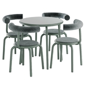 Torno Table Round and Torno Chair Upholstered Full