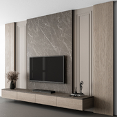 TV Wall Stone and Wood - Set 93