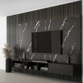 TV Wall Stone and Wood - Set 106