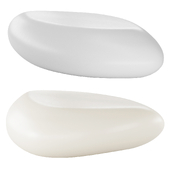 Westwing Collection Pietra organic oval coffee table Beige / Gray / White