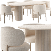 ZINAYA dining table travertin and Akiko Chair