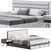 Gray Rectangular Headboard Standard Bed