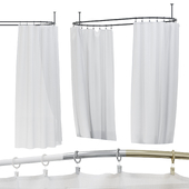 Curtain inside the oval bathtub with clips