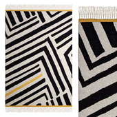 Monochrome Abstract Stripe Fringed Rug By La Redoute