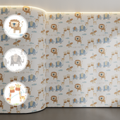 Обои для детской Galerie Wallcoverings Just 4 Kids 2 Jungle Friends, 3 colors