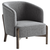 Surya Rayne Modern Gray Barrel Accent Chair with Wood Legs