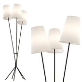 Renwick - 3 light linen and bronze floor lamp