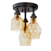 Mariana 3-Light Antique Black Flush Mount