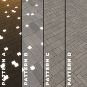 Set of 4 PBR textures of gray paving stones with glowing tiles 1547