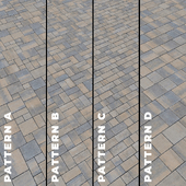 Set of 4 PBR textures of warm paving stones "Old Town" 1987