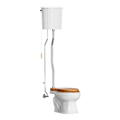 White High Tank Toilet with Round Bowl Chrome Plate Z-Pipe