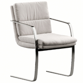 Pair of Pace Chrome and Mocha Leather Cantilevered Armchairs