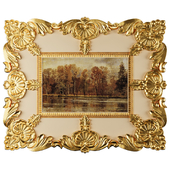 Painting "Golden Autumn" by Ivan Shishkin in a classic frame