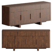 Tau 70" Brown Wood and Brass Credenza тумба by CB2