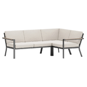 Crate and Barrel Alfresco Black Metal 3-Piece Petite L-Shaped Outdoor Sectional Sofa