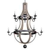 12 Light Two Tier Wine Barrel Chandelier