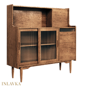 OM Sideboard with 2 glass sliding doors and 5 drawers in midcentury style