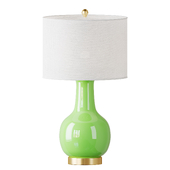 Kelly Green Ceramic Gourd Table Lamp
