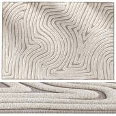 Cream Beige Abstract Swirl Textured Rug