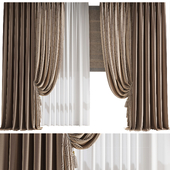 classic curtains with roman and linen tulle 01