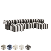 Cerca 6-Piece Striped Double Chaise Outdoor Sectional Sofa