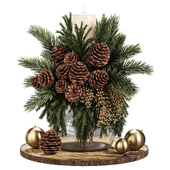 Christmas Centerpiece with Pinecones and Gold Accents